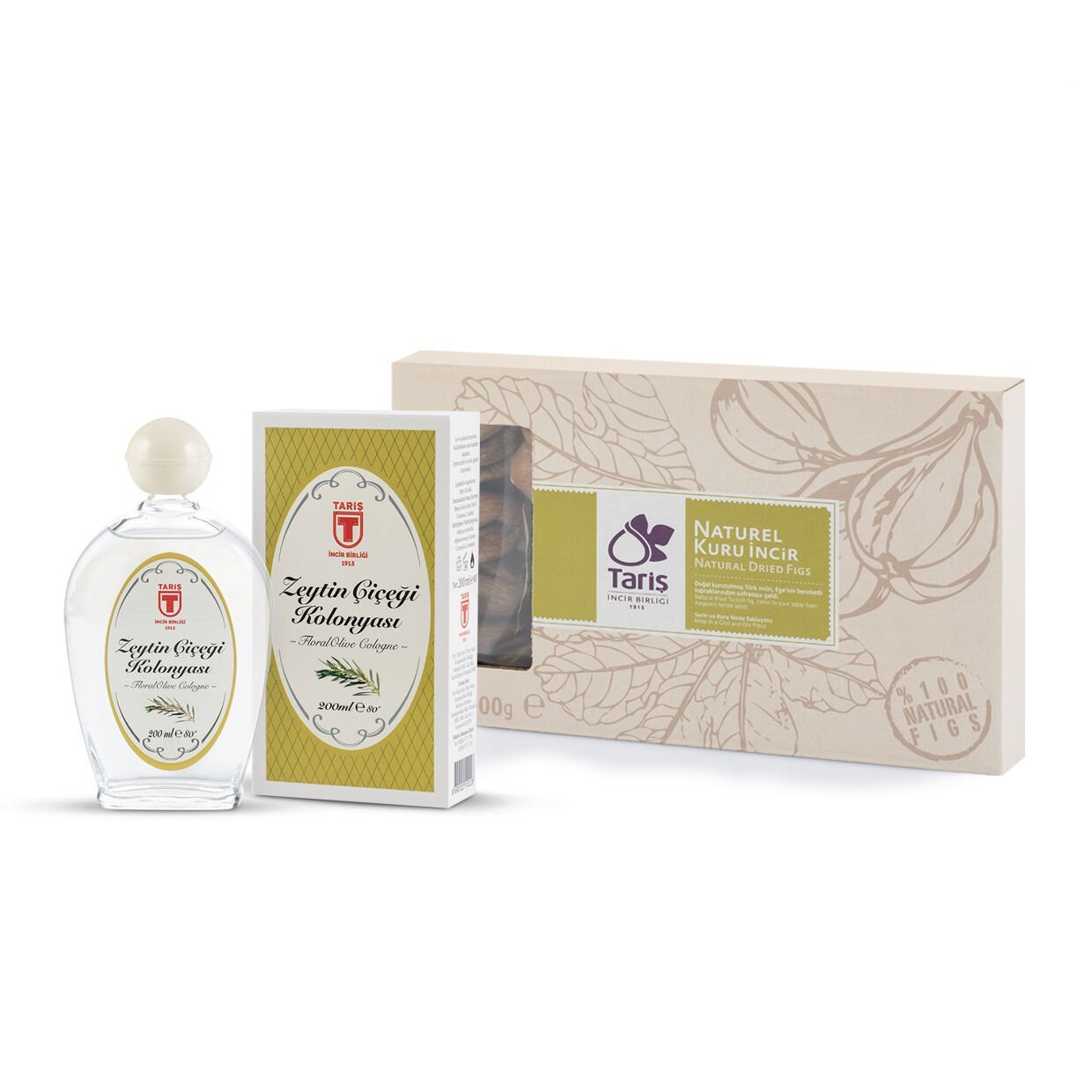 Zeytinçiçeği Kolonyası 200cc + Defne Yapraklı Kuru İncir 1kg