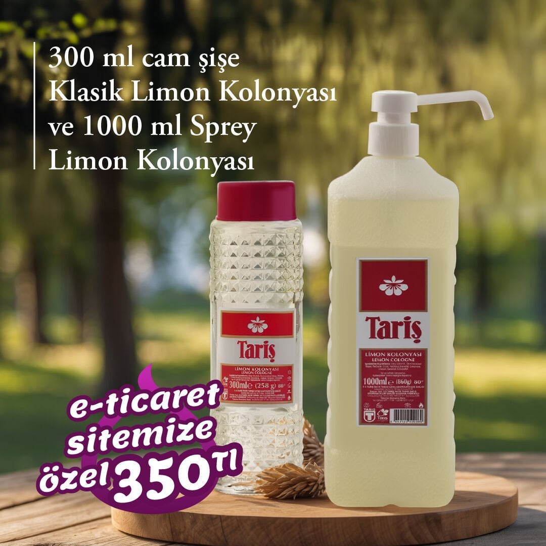 Limon Kolonyası Cam Şişe 300cc + 1 lt Sprey